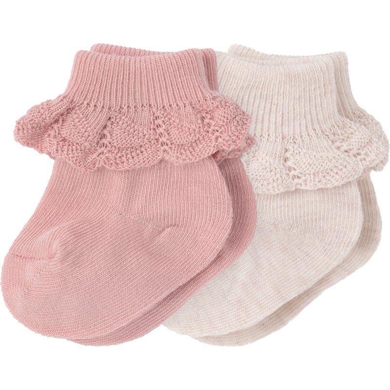 2 Paar Newborn Socken mit Rüsche