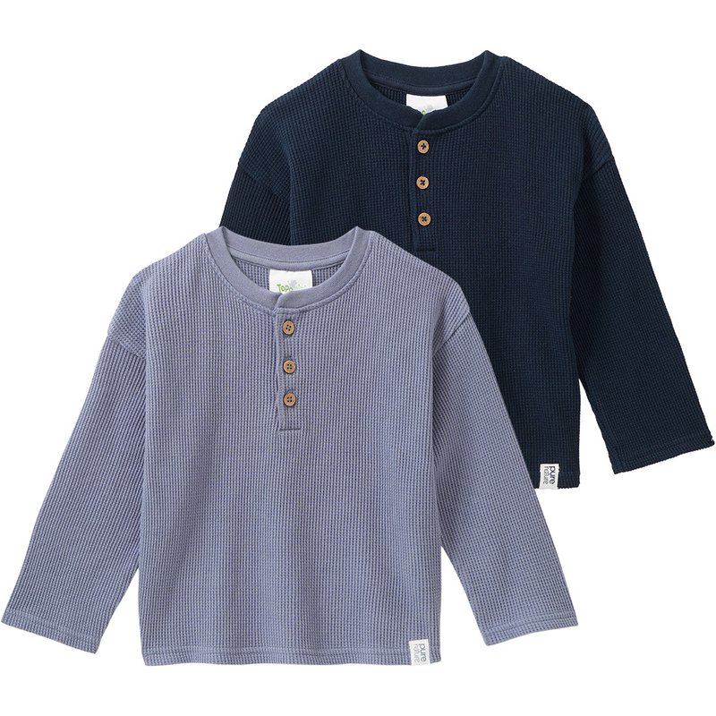2 Baby Langarmshirts aus Waffel-Piqué