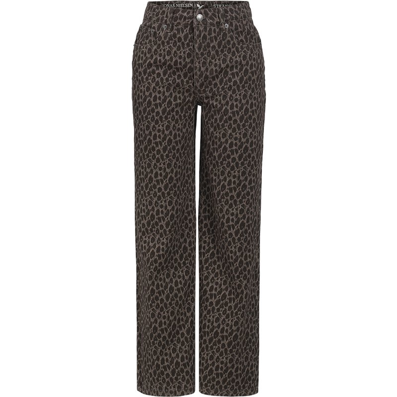 Damen Straight-Jeans mit Leo-Muster