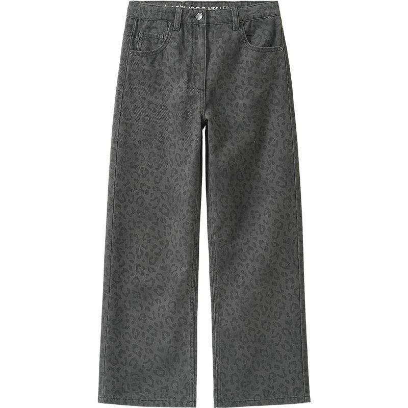 Mädchen Wide-Leg-Jeans mit Leo-Muster