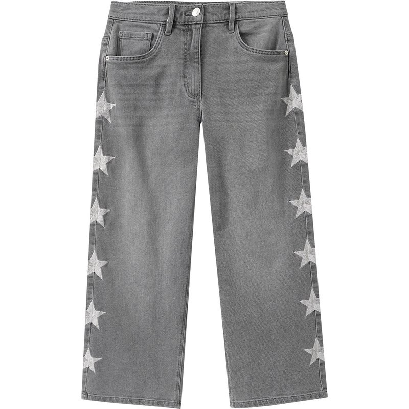 Mädchen Wide-Leg-Jeans mit verstellbarem Bund