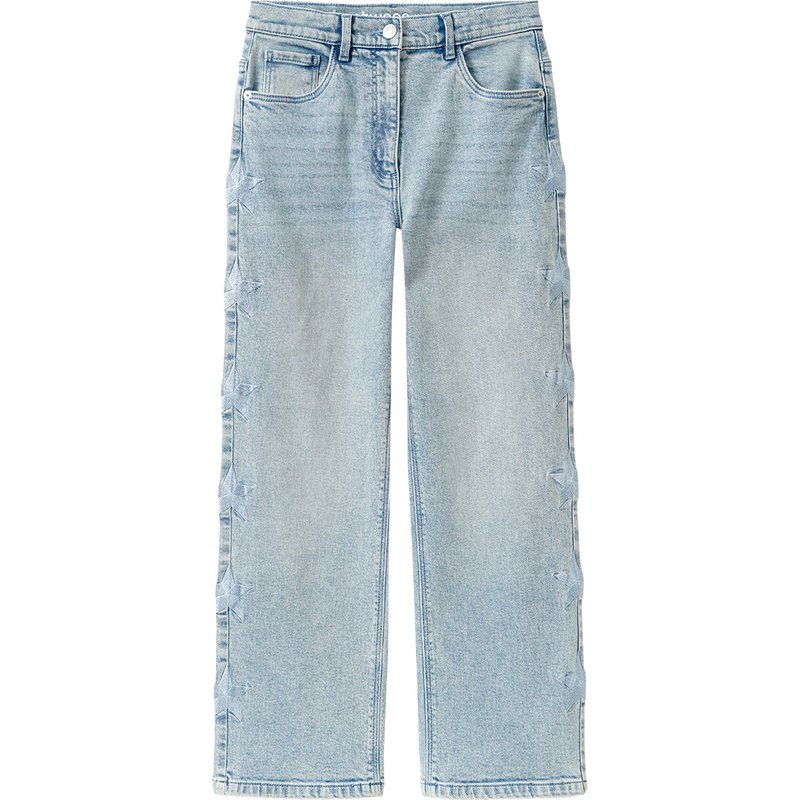 Mädchen Wide-Leg-Jeans mit verstellbarem Bund