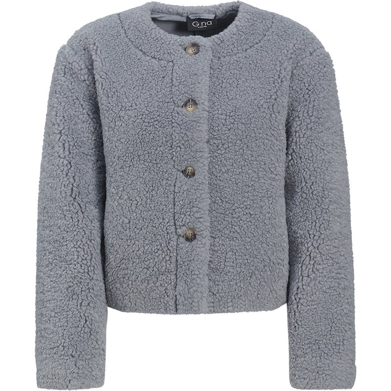 Damen Teddyjacke mit Knopfleiste
