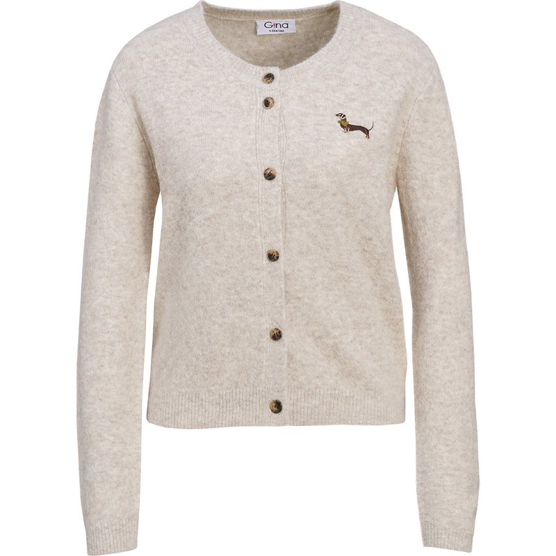 Damen Strickjacke mit Dackel-Stickerei
