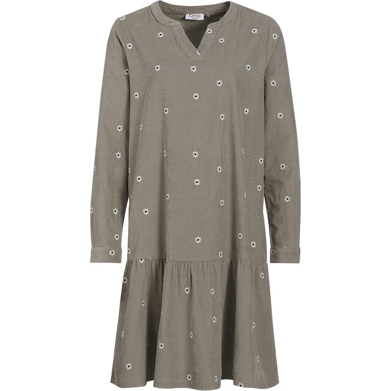 Damen Cord-Kleid mit Stickereien