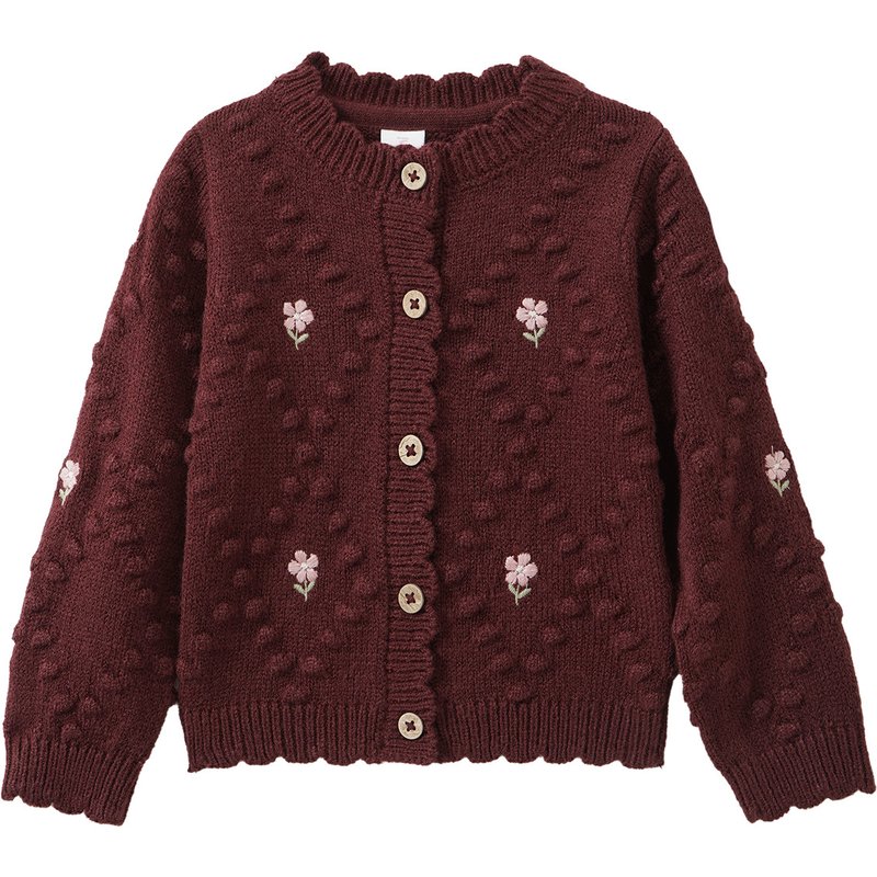 Mädchen Strickjacke mit Blumen-Stickerei