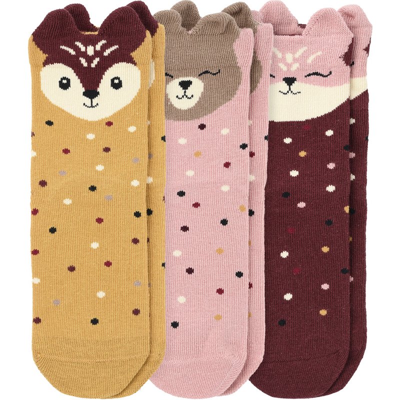 3 Paar Mädchen Socken mit Tiergesichtern