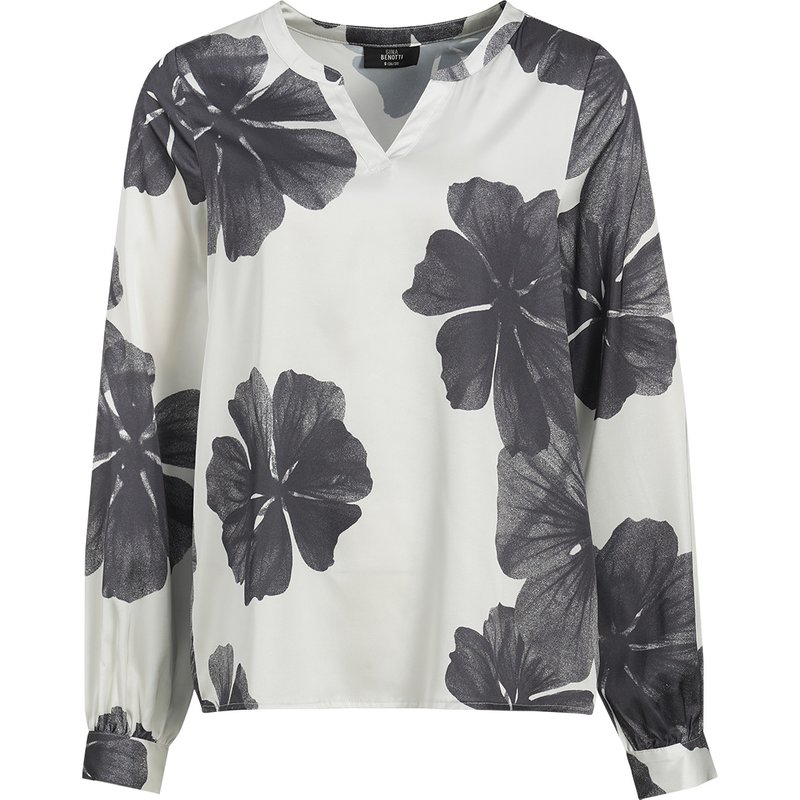 Damen Satinbluse mit Allover-Print