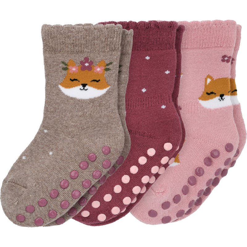 3 Paar Baby Stoppersocken mit Fuchs-Motiven