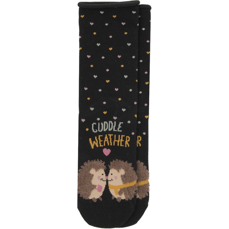 1 Paar Damen Socken mit Igel-Motiv