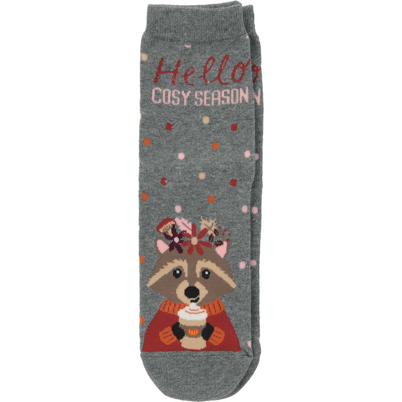 1 Paar Damen Socken mit Waschbär-Motiv