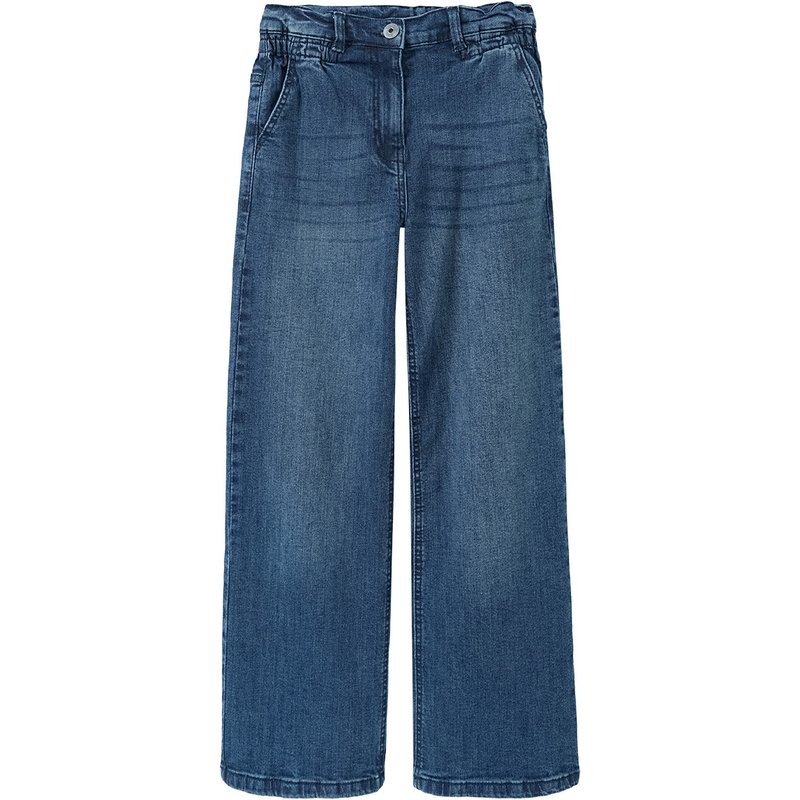 Mädchen Wide-Leg-Jeans mit verstellbarem Bund