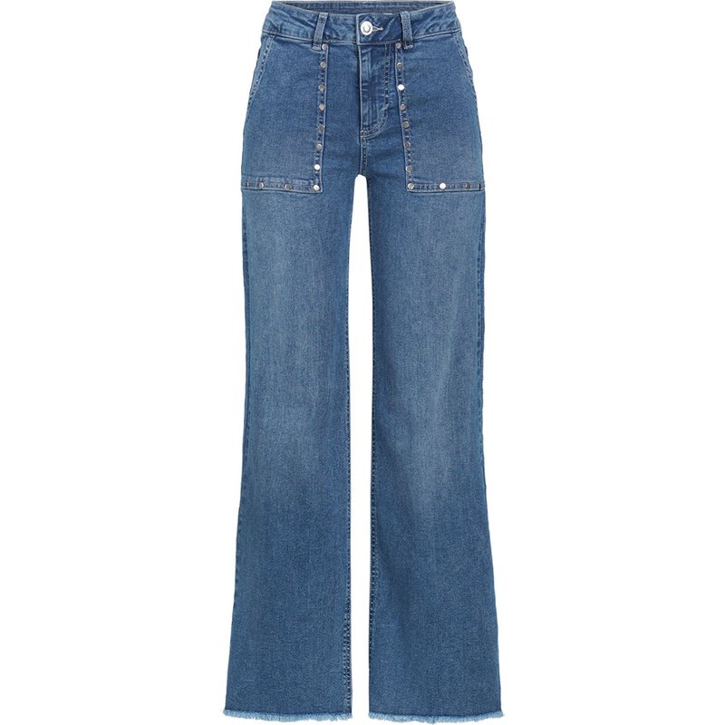 Damen Wide-Leg-Jeans mit Nieten Applikation