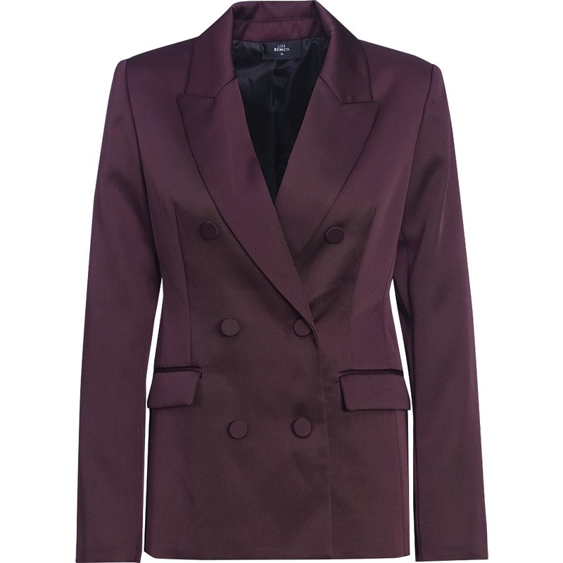 Damen Satin-Blazer mit doppelter Knopfreihe