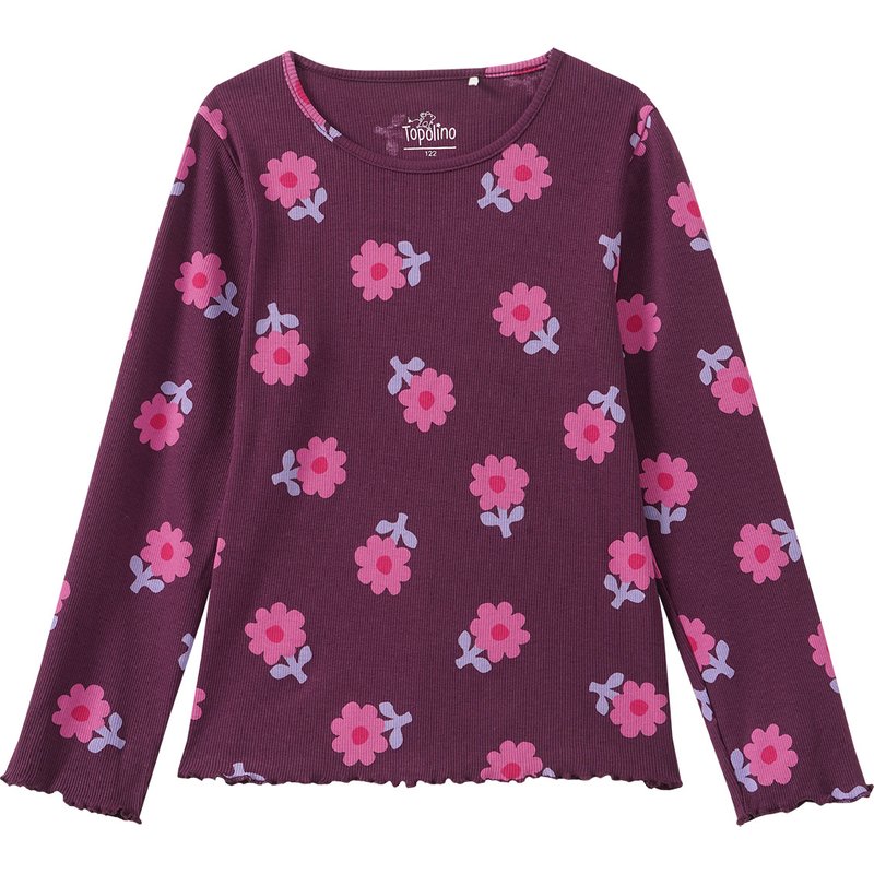 Mädchen Langarmshirt mit Rippstruktur