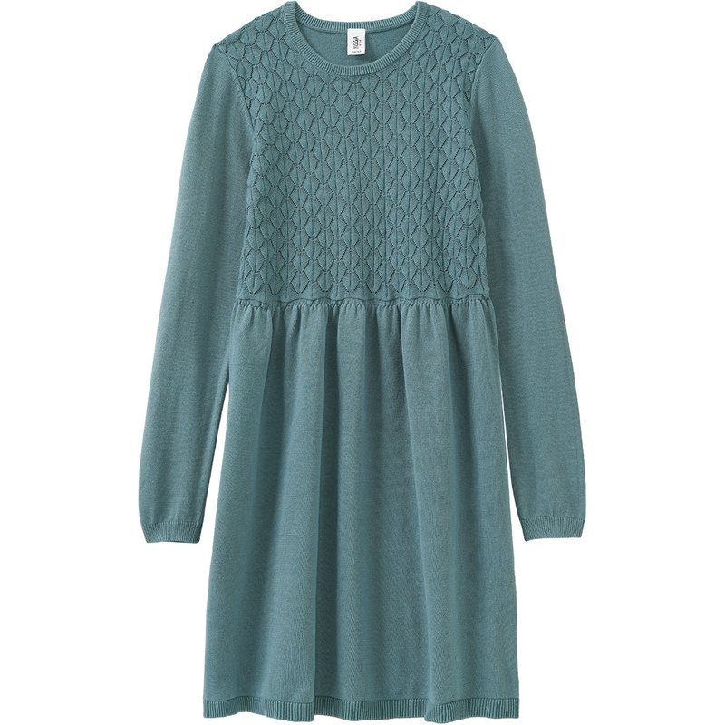 Mädchen Strickkleid mit Wabenstruktur