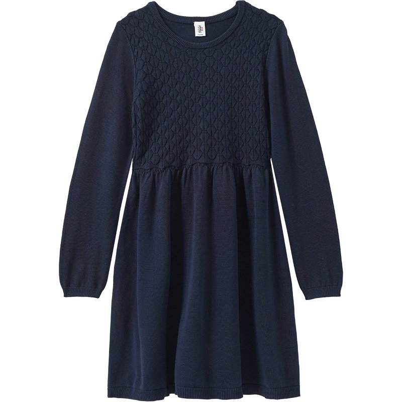 Mädchen Strickkleid mit Wabenstruktur