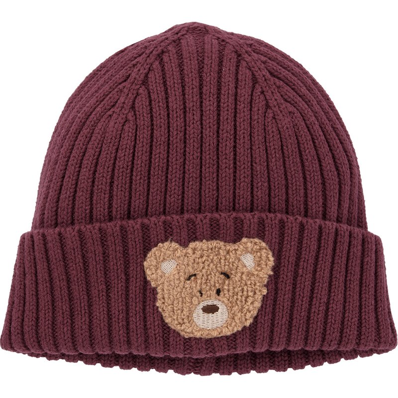 Baby Strickmütze mit Bären-Applikation