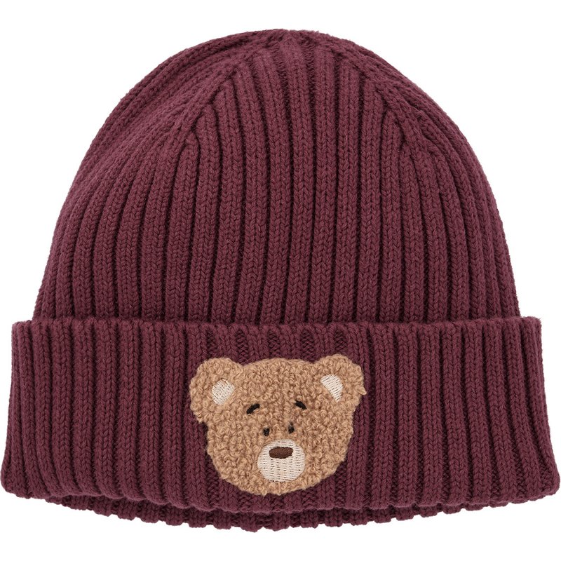 Mädchen Strickmütze mit Bären-Applikation
