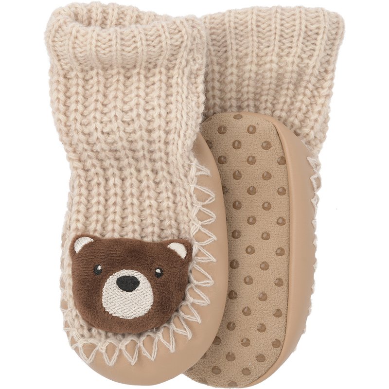 Baby Hausschuhe mit Bär-Applikation