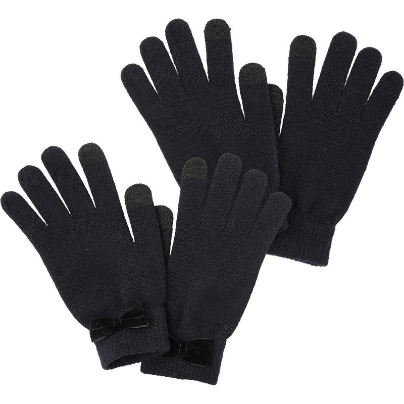 2 Paar Damen Handschuhe mit Zierschleife