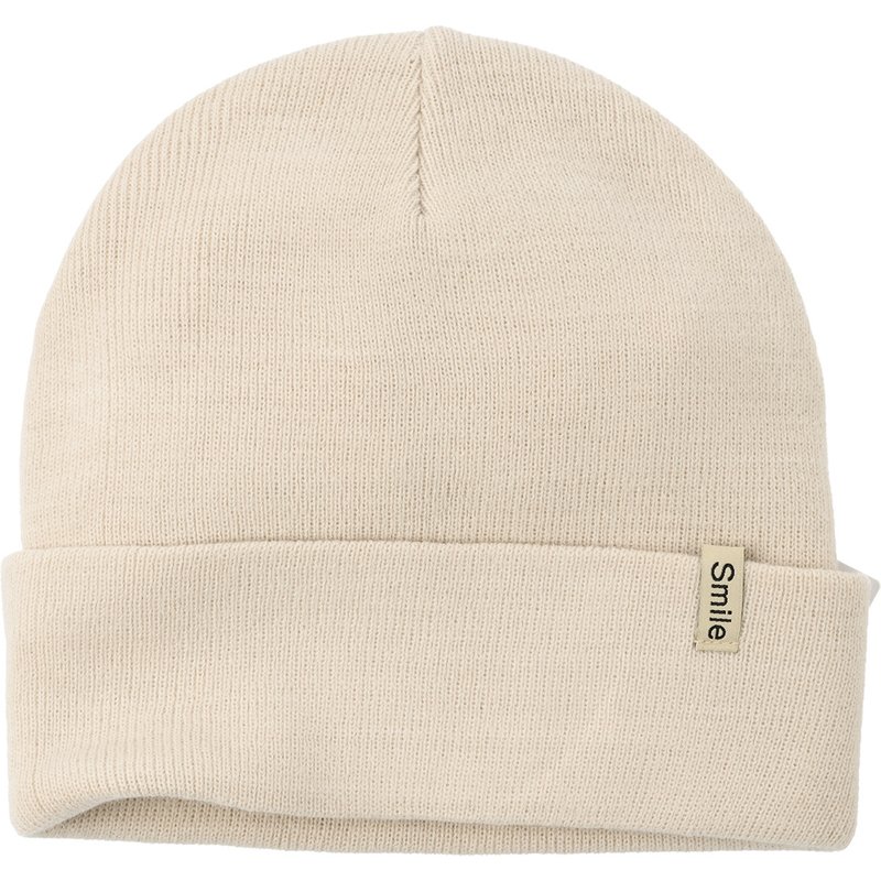 Damen Strickmütze mit kleinem Aufnäher