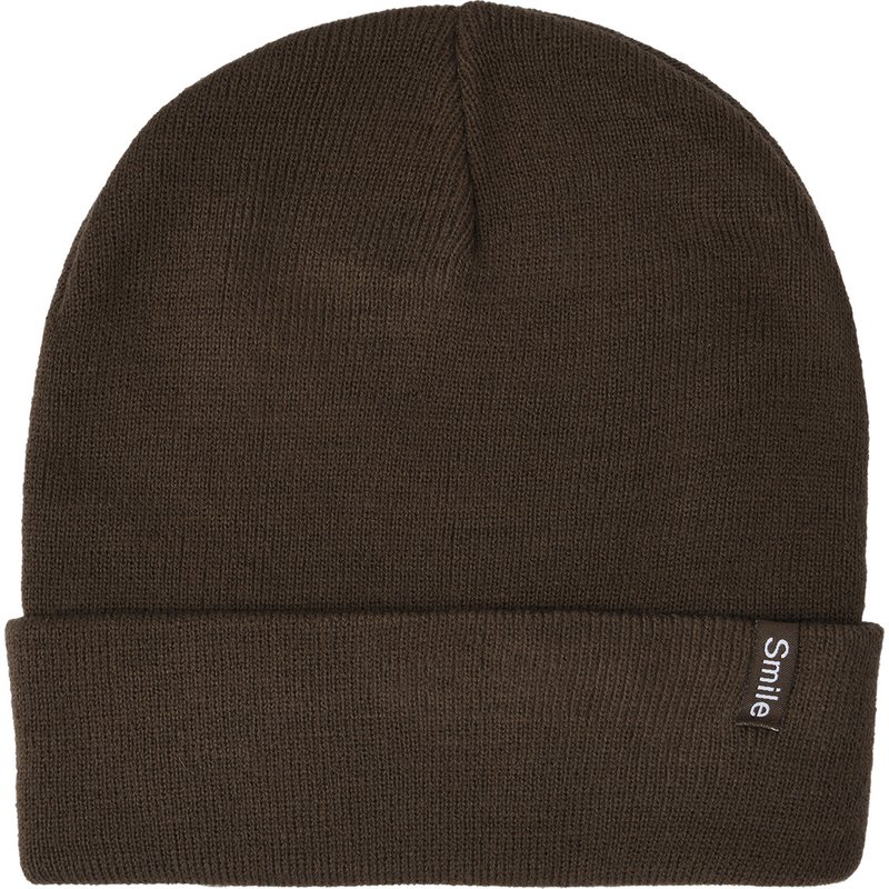 Damen Strickmütze mit kleinem Aufnäher