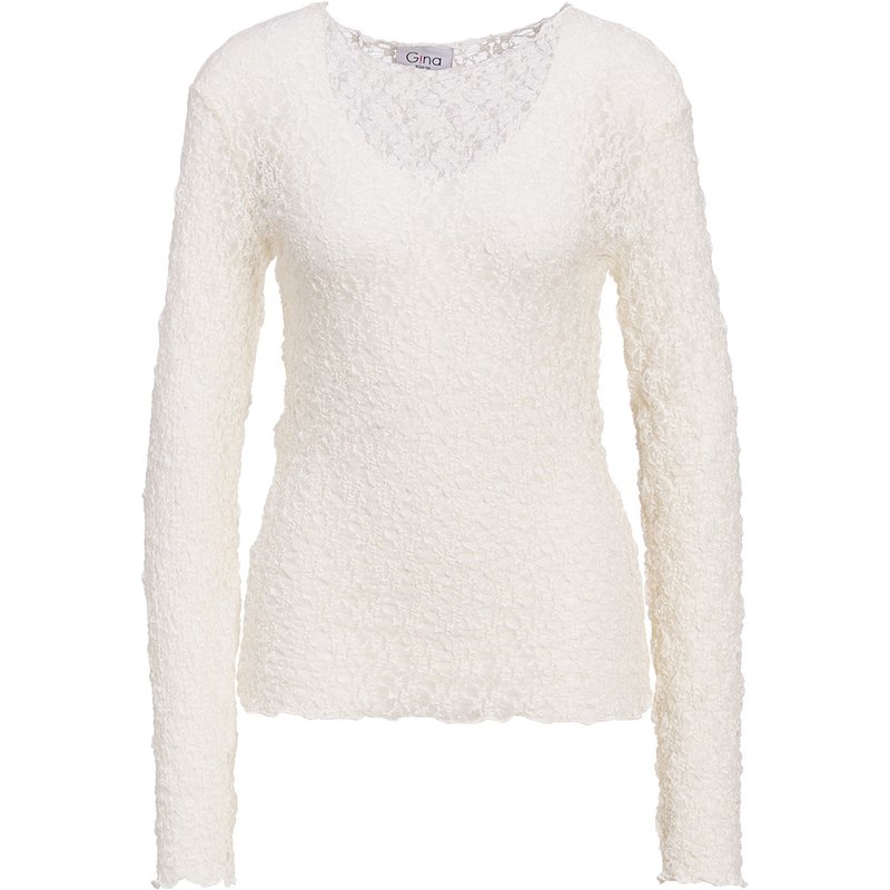 Damen Spitzenshirt mit Wellensaum