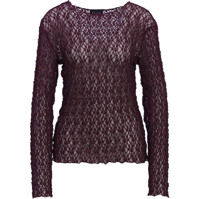Damen Spitzenshirt mit Wellensaum