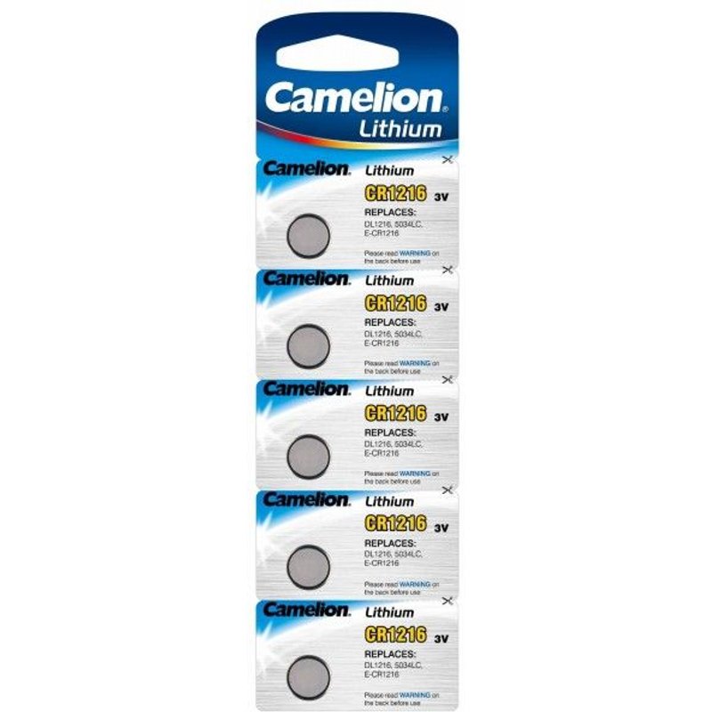 Pack 5 piles CR1216 3V Lithium Camélion