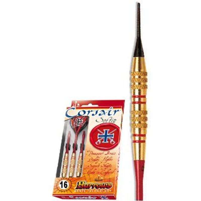 Harrows - Jeu de 3 Fléchettes - Embout Nylon - Corsaire Rouge - 16 GK2