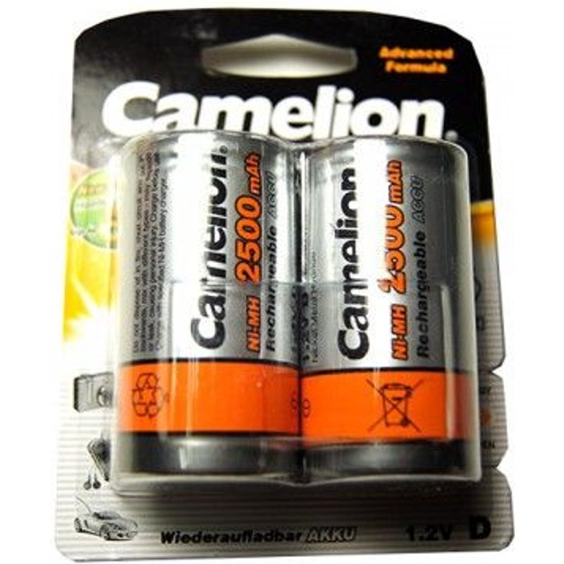 Lot de 2 Piles Lr20 R20 D Rechargeables 1.2V Ni-Mh Camelion 2500mah