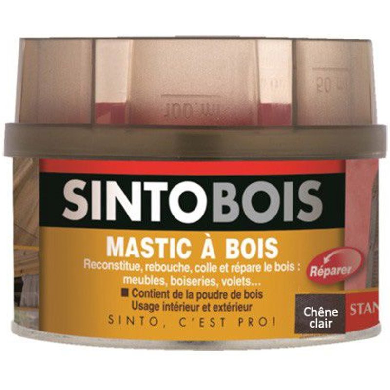 Mastic SINTOBOIS + Tube durcisseur SINTO - ChĂȘne Clair - Boite 1 L - 23752