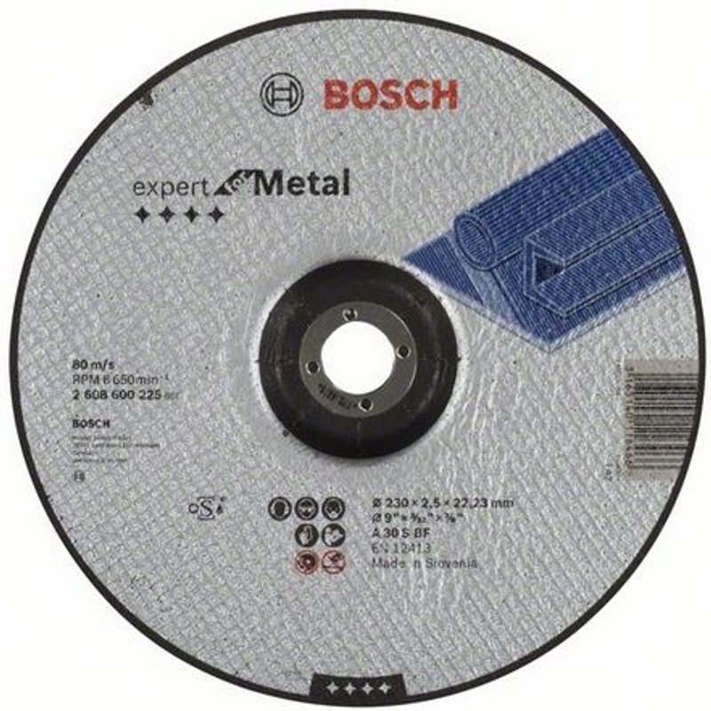 Disque EXPERT à tronçonner BOSCH à moyeu déporté Spécial métaux 230X2.5 MM - 2608600225