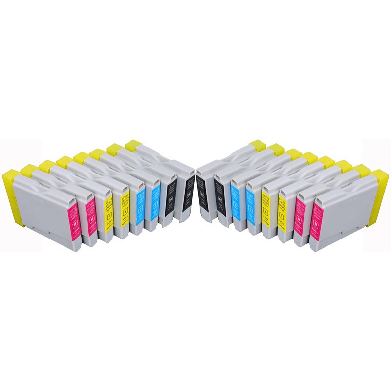 16 x Cartouche d'encre compatible Brother LC1000, LC970 pour imprimantes DCP-350C, DCP-330C, DCP-135C, DCP-150C, DCP-153C, DCP-353C, DCP-357C, DCP-540CN, DCP-560CN, DCP-750CW, DCP-770CW, FAX-1355,