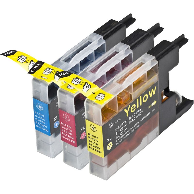 3 x Cartouches d'encre compatibles Brother LC1280 pour imprimantes MFC-J6510DW, MFC-J5910DW, MFC-J6710DW, MFC-J6910DW. LC1280C, LC1280M, LC1280Y