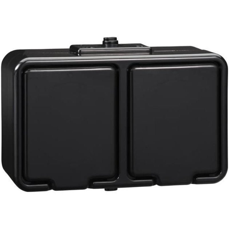 Prise double 2P+T étanche IP44 Noir Cedar Schneider NT230H05