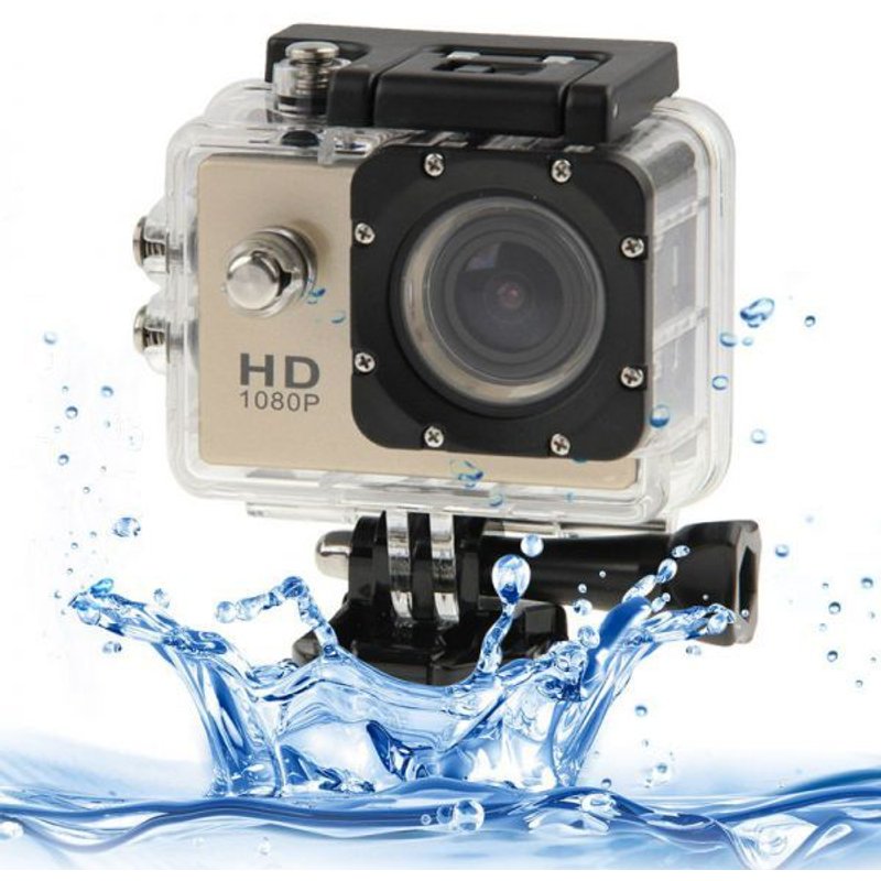 Caméra sport étanche 30m caméra action Full HD 1080p 12MP Or