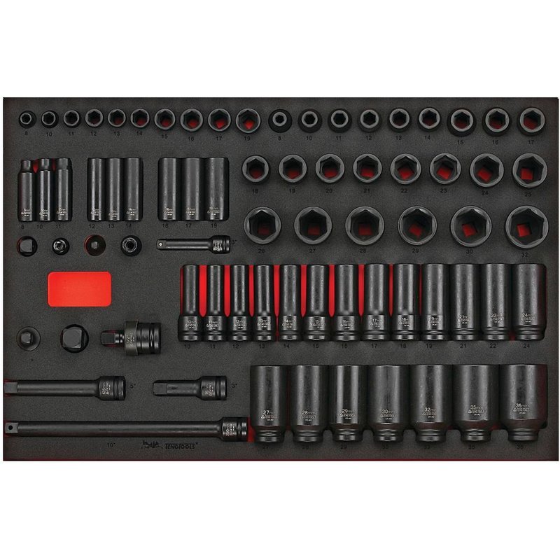 Jeu de douilles à choc 1/2 8-32mm 73pcs EVA-tray Teng Tools TTEISK73