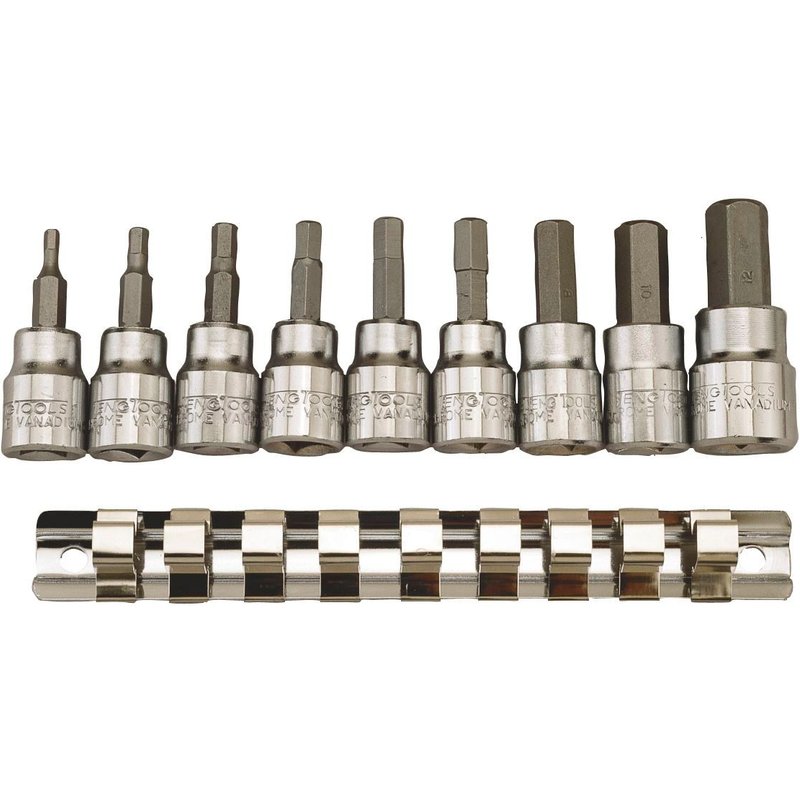 Embouts sur douilles (AF) Hex sur rail 3/8 10 pcs Teng Tools M3812
