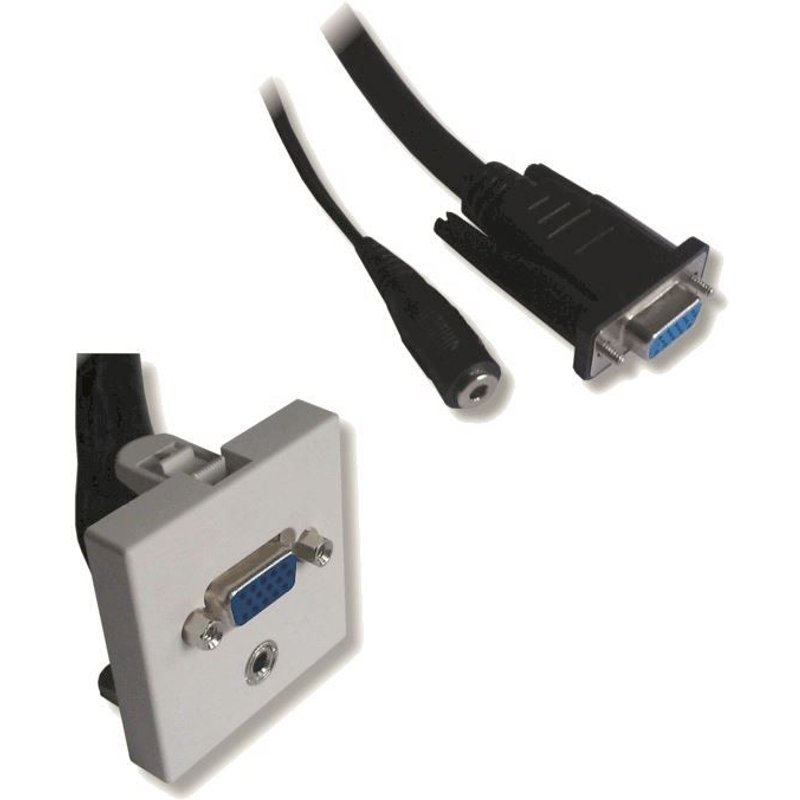 Plastron 45x45 HD15 F/M + Jack 3.5mm F/M avec câble 20.00cm