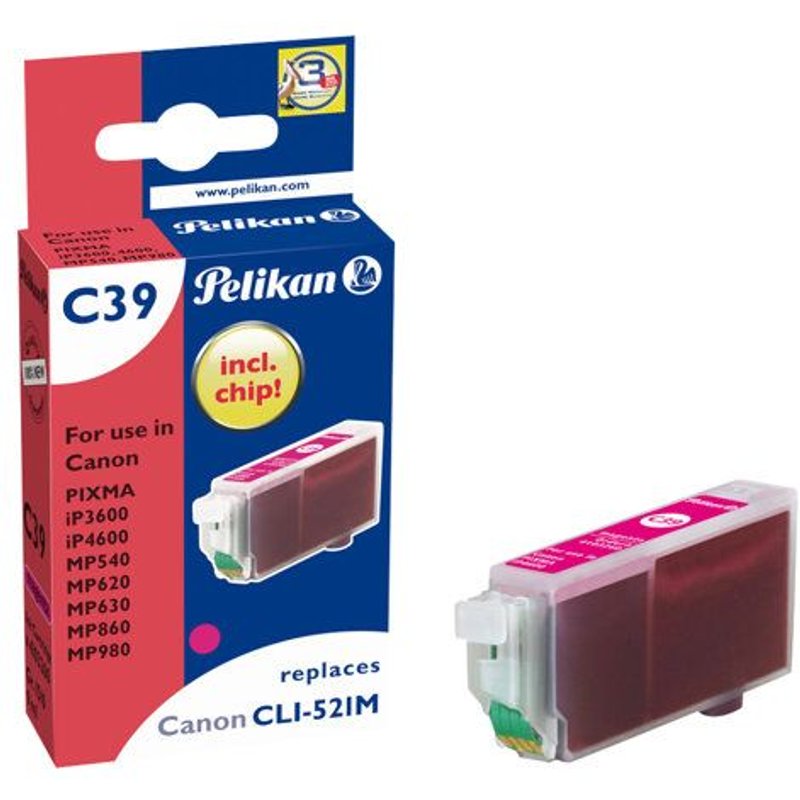 Pelikan C39 - Magenta - cartouche d'encre (équivalent à : Canon CLI-521M ) - pour Canon PIXMA iP4700, MP540, MP550, MP560, MP620, MP630, MP640, MP980, MP990, MX860, MX870