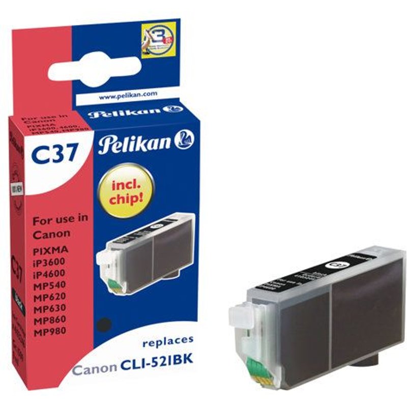 Pelikan C37 - Noir - cartouche d'encre (équivalent à : Canon CLI-521BK ) - pour Canon PIXMA iP4700, MP540, MP550, MP560, MP620, MP630, MP640, MP980, MP990, MX860, MX870