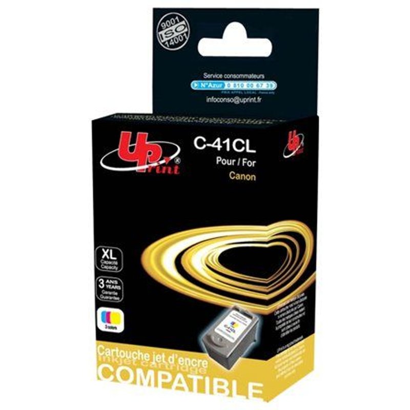 UPrint C-41 - 18 ml - taille XL - couleur (cyan, magenta, jaune) - compatible - remanufacturé - cartouche d'encre (alternative pour : Canon CL-41) - pour Canon PIXMA iP1800, iP1900, iP2600, MP140, MP190, MP210, MP220, MP470, MX300, MX310