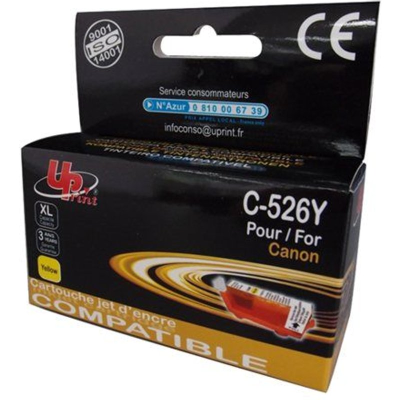 UPrint C-526Y - 10 ml - taille XL - jaune - compatible - cartouche d'encre (alternative pour : Canon CLI-526Y) - pour Canon PIXMA iP4950, iX6550, MG5350, MG6150, MG6250, MG8150, MG8250, MX715, MX885, MX895