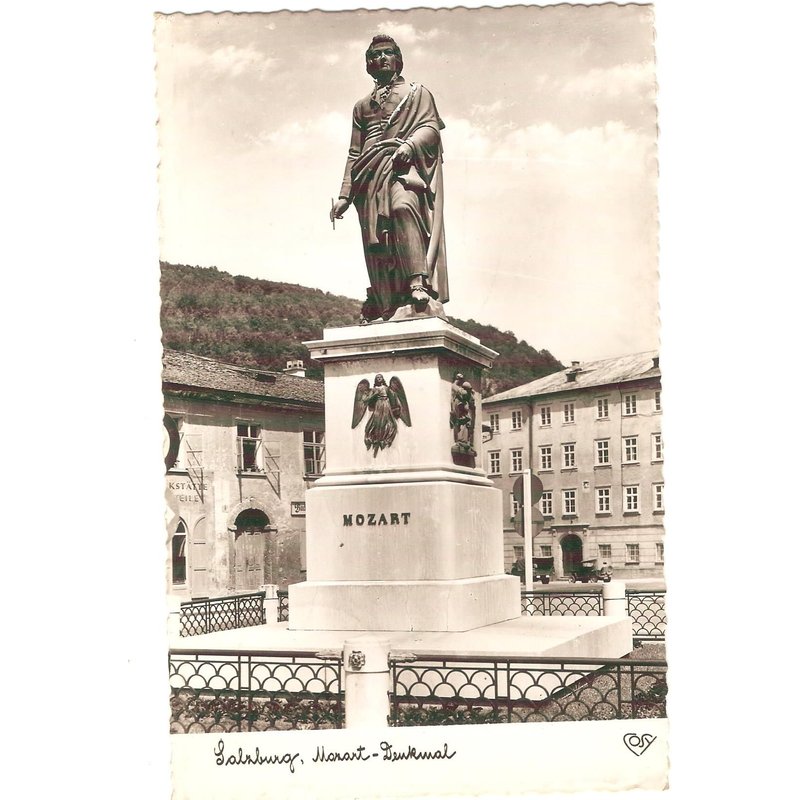 Autriche Salzburg Mozart Denkmal Musique Ange Statue Carte Postale Postcard Austria Ă–sterreich Music Angel