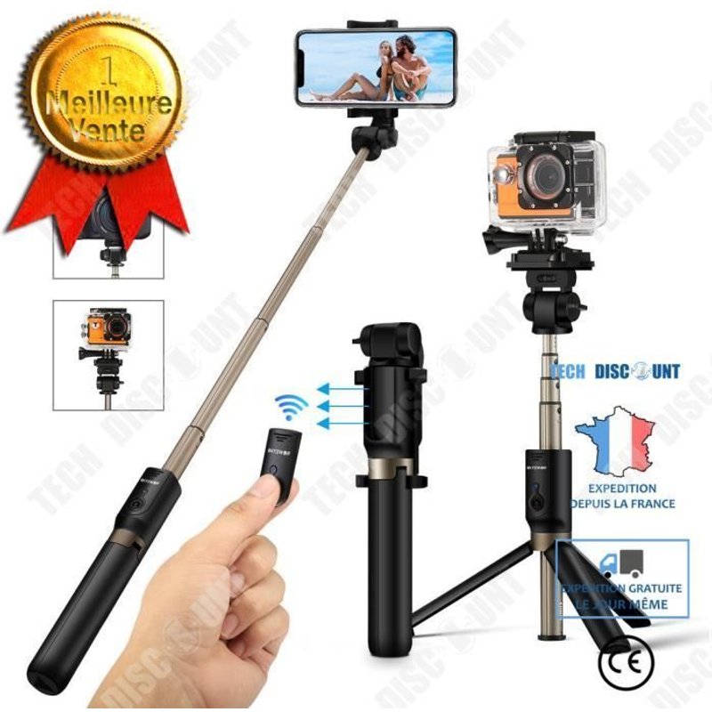 Bâton À Selfie Td® Pour Les Téléphones De 3,5 À 6 Pouces Rétractable Bâton De Selfie À Trépied