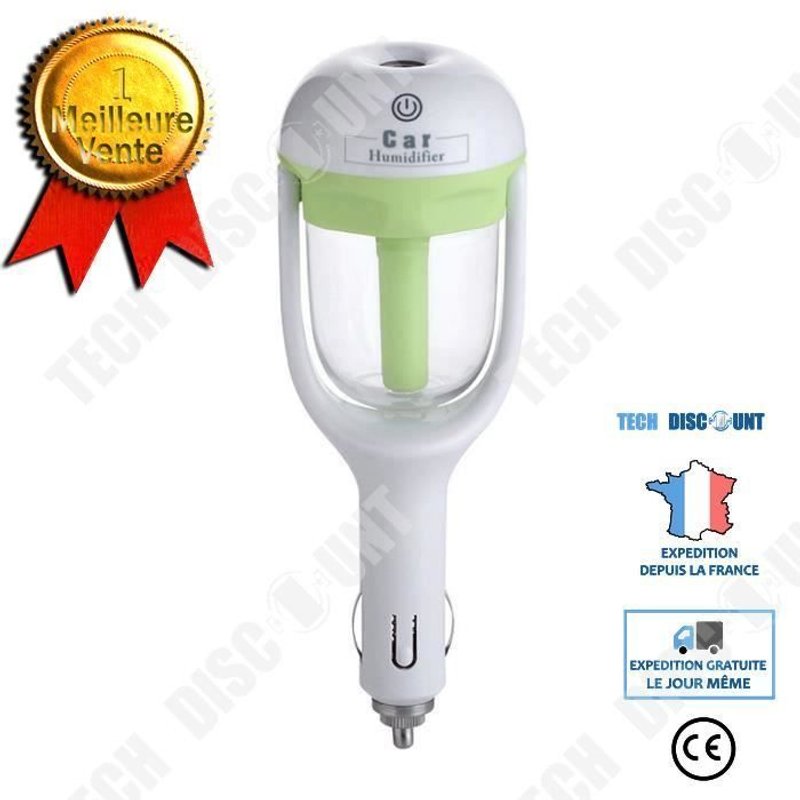 TD® Mini Humidificateur automatique de Voiture - Purificateur d'air Diffuseur Huiles essentielles et parfum - Portable - VERT 12V