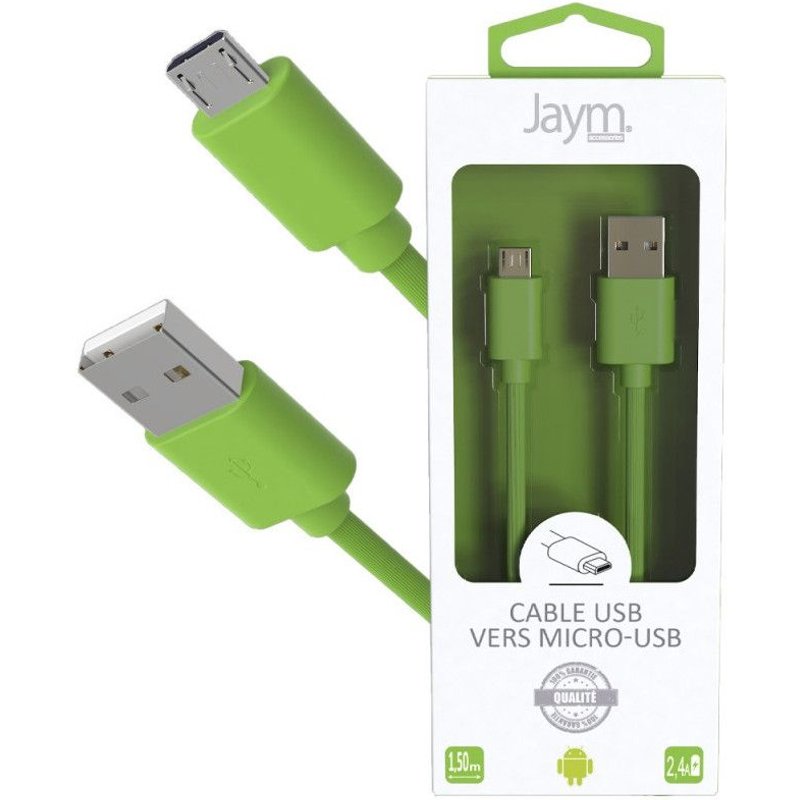 Câble USB vers Micro-USB 2.4A - 1,5 mètres - Collection POP - Vert