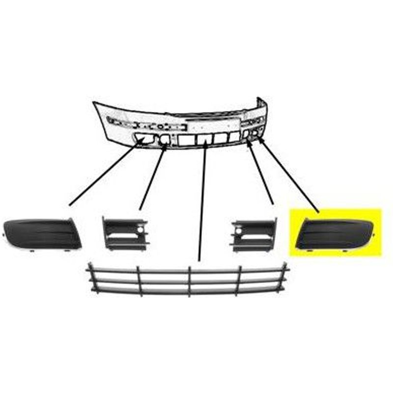 Grille Gauche Dans Pare-Choc (Partie Extérieure) Pour Skoda Octavia De 2004 À 2009
